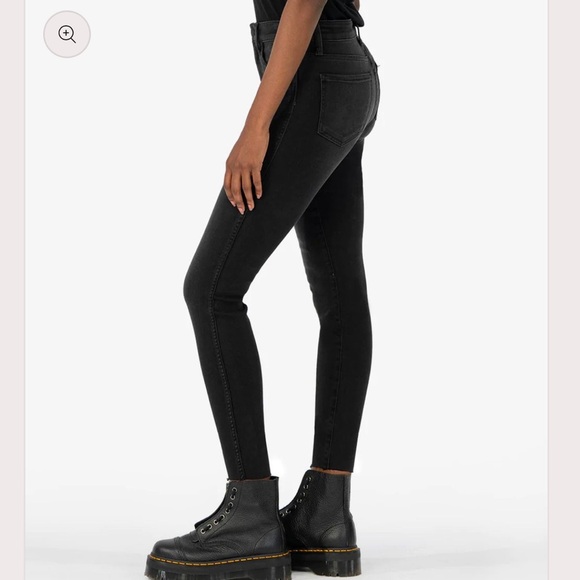 NWT Kut From The Kloth High Rise Fab Ab Ankle Skinny Raw Hem (Washed Black) - Picture 3 of 16